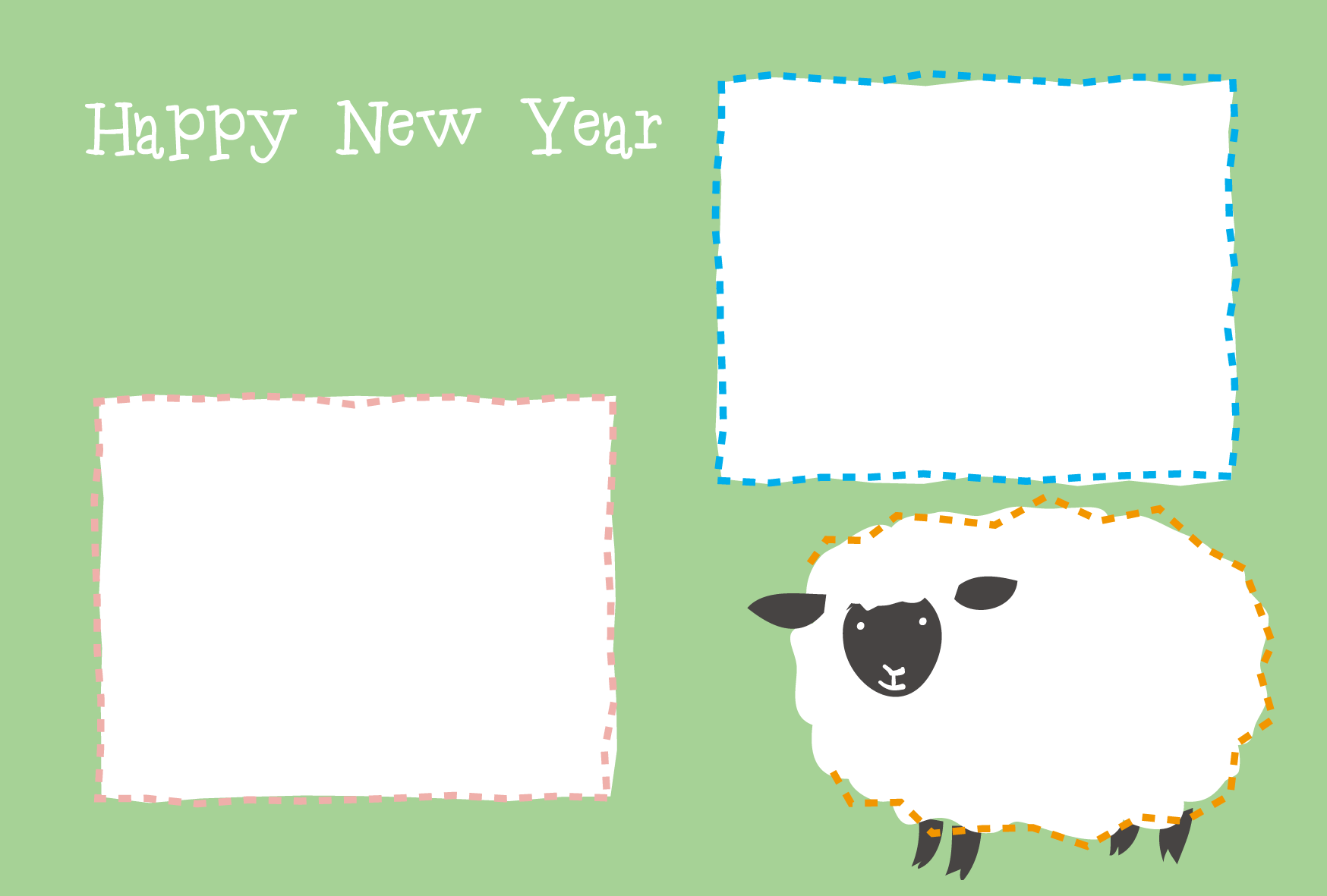 年賀状テンプレート 写真フレーム シンプルな羊ダウンロード