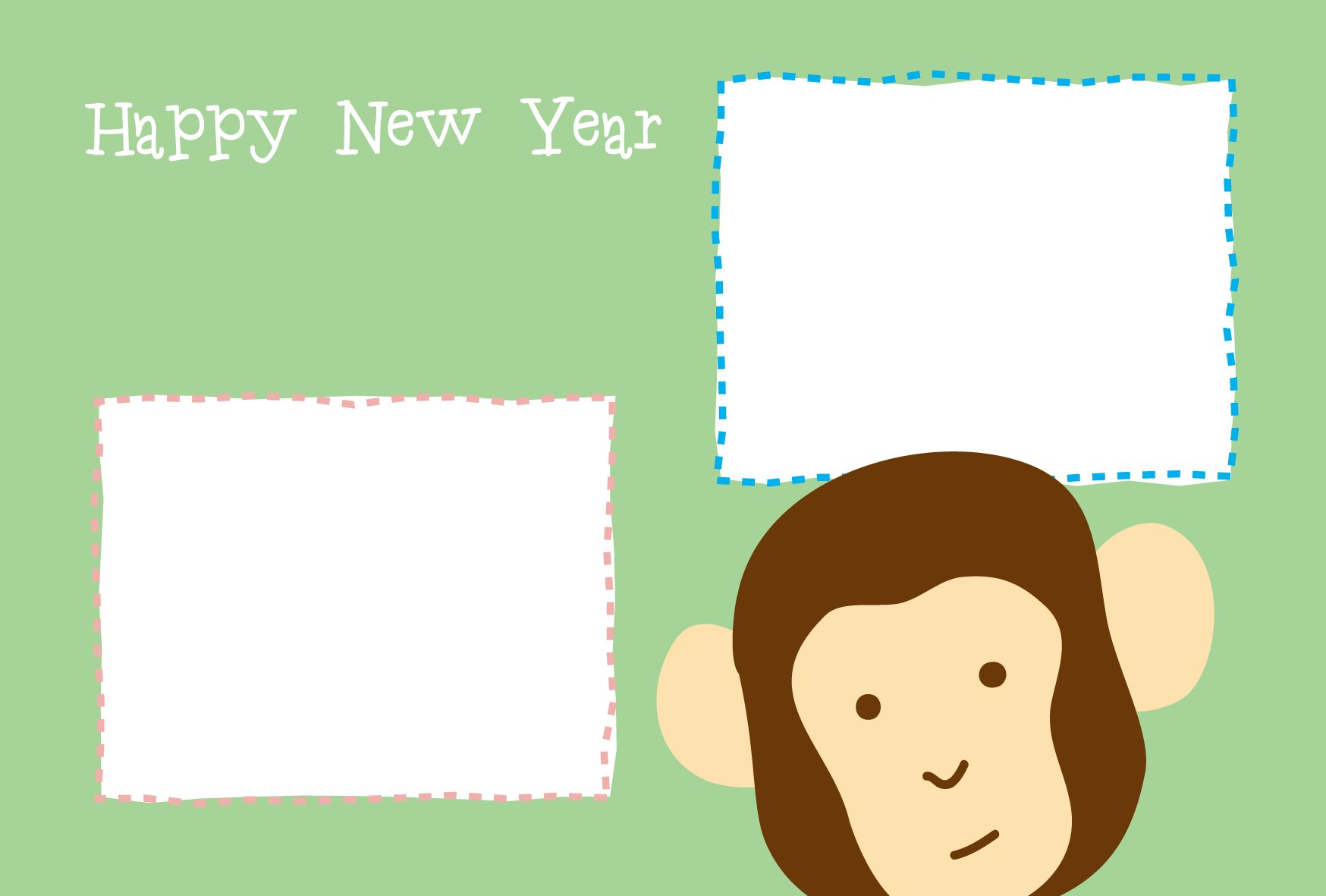 年賀状テンプレート 写真フレーム シンプルお猿ダウンロード かわいい無料イラスト 年賀素材館