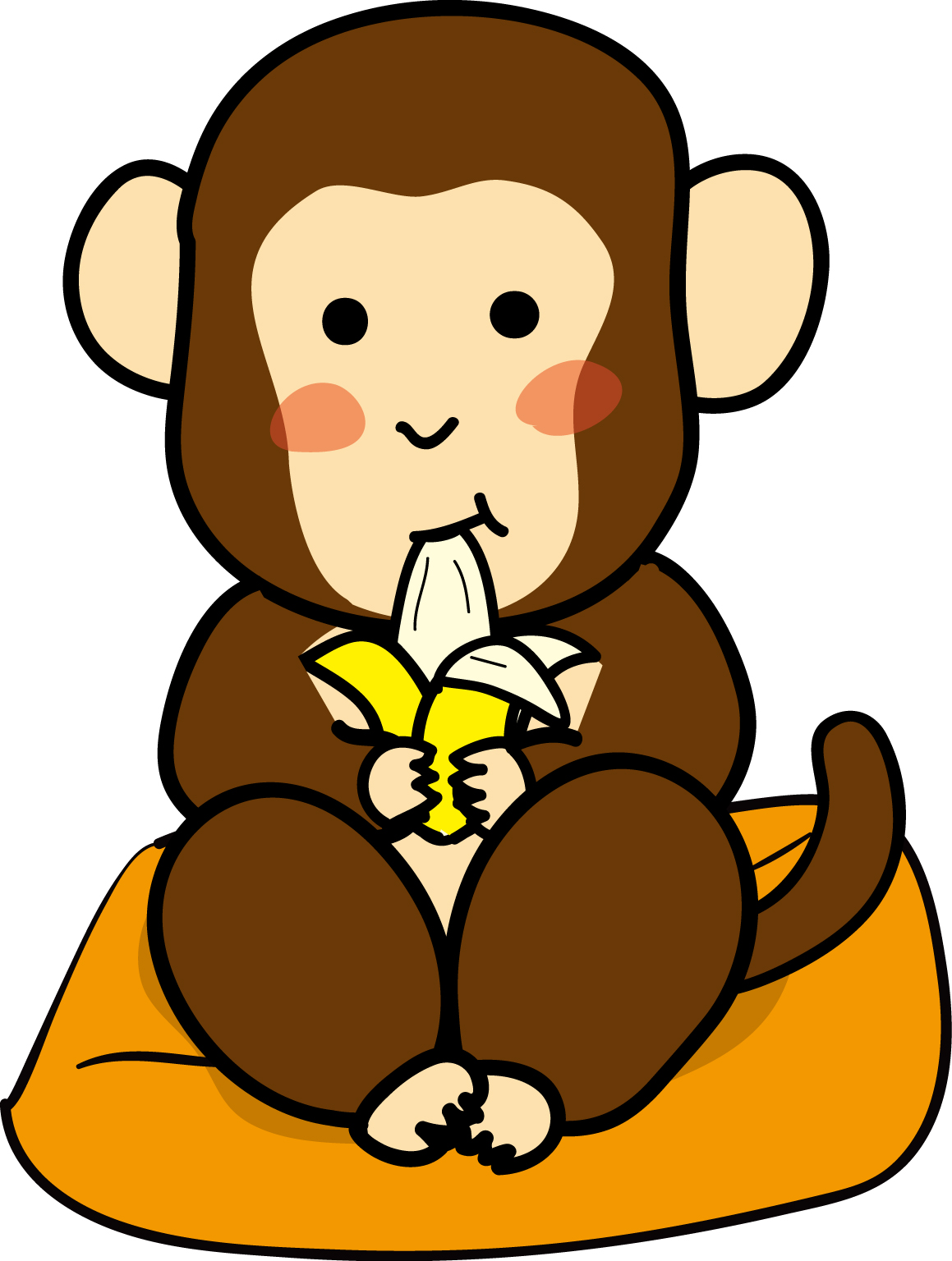 年賀状イラスト素材 申 さる お猿とバナナダウンロード かわいい