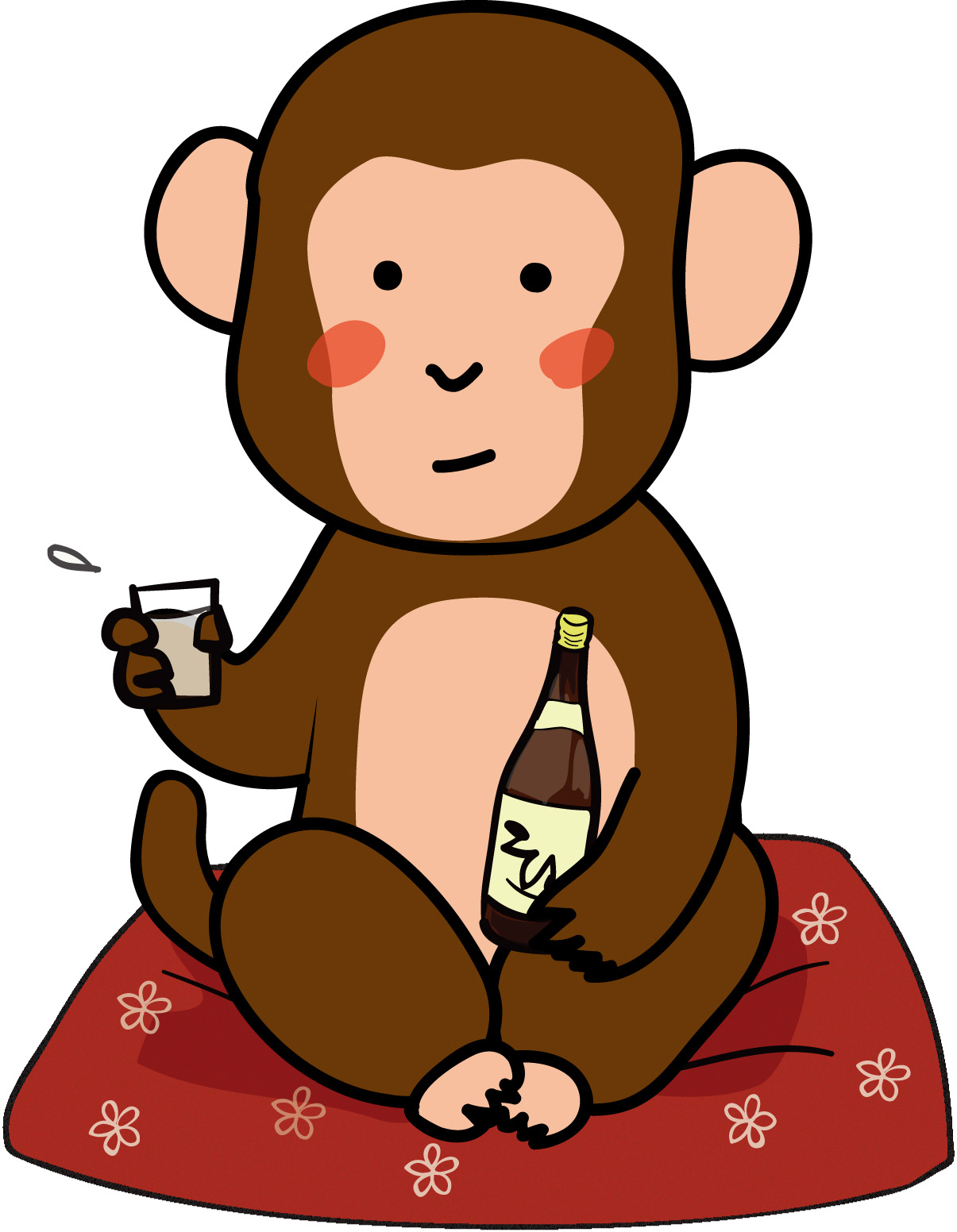 年賀状イラスト素材 申 さる お猿とお酒ダウンロード かわいい無料イラスト 年賀素材館