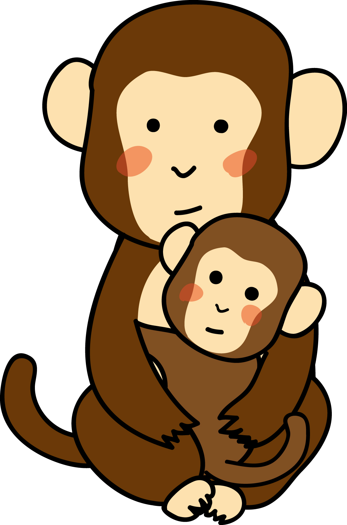 年賀状イラスト素材 申 さる お猿の赤ちゃんとお母さん