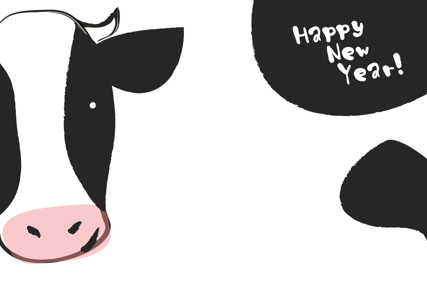 年賀状テンプレート21 写真フレーム 牛もようダウンロード かわいい無料イラスト 年賀素材館